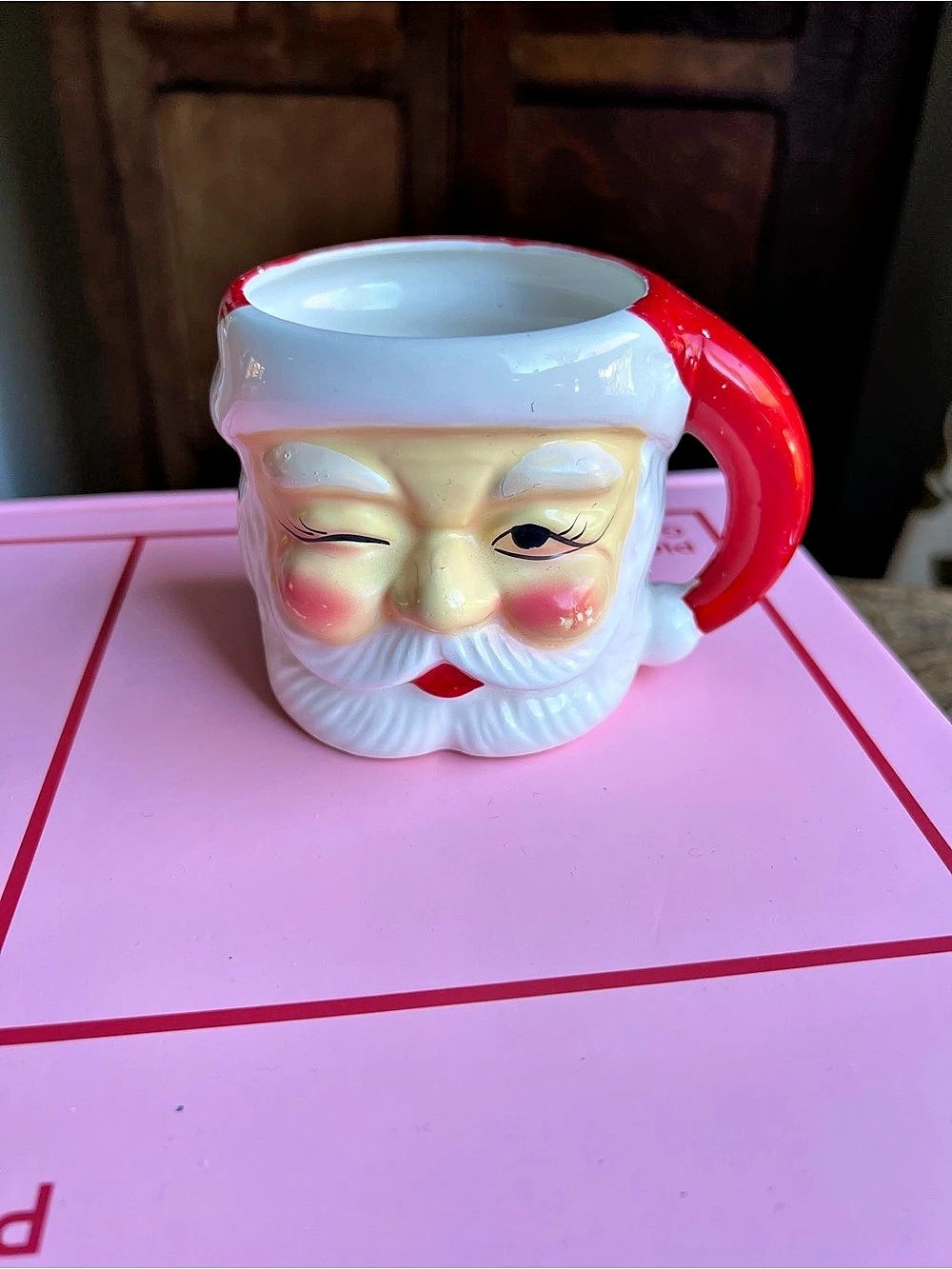 Vintage winking santa mug